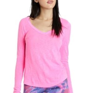 Hard Tail Basic Sexy V Neck Super Soft Slub Long Sleeve Tee